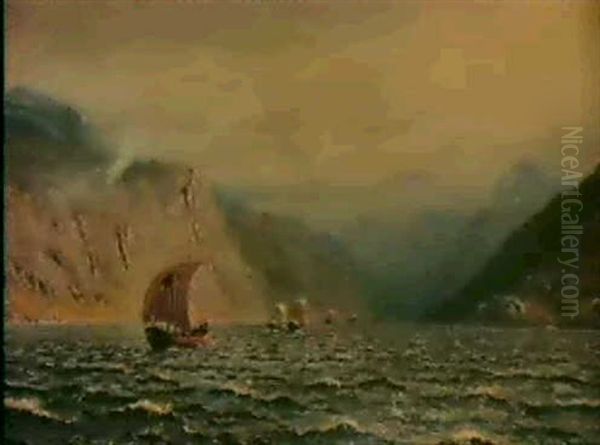 Wikingerhelimfahrt Im Sognefjord Oil Painting by Hans Dahl