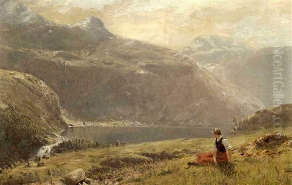 Looking Over The Fjord Oil Painting by Hans Dahl