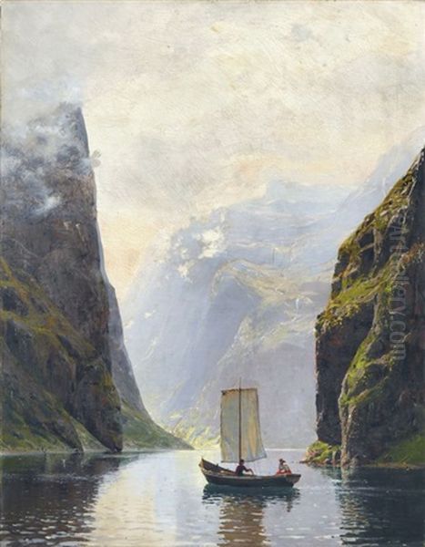 Auf Dem Fjord Oil Painting by Hans Andreas Dahl