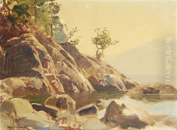 Rocky Cove Oil Painting by Hans Andreas Dahl