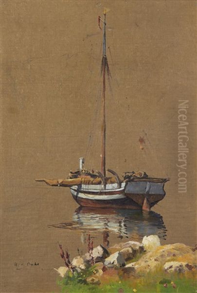 Sketch Of A Boat And Seated Lady By The Same Hand (2 Works) Oil Painting by Hans Andreas Dahl