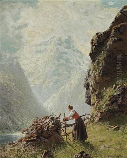 On The Fjord Oil Painting by Hans Andreas Dahl