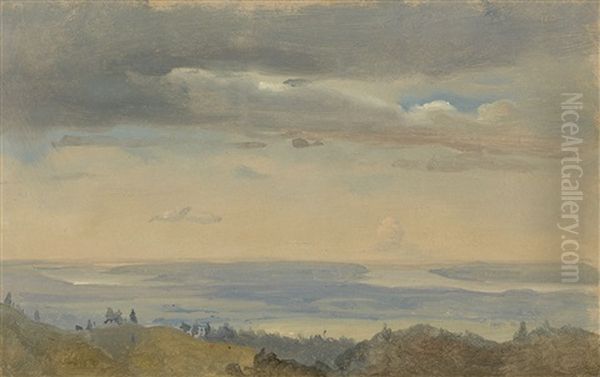 Wolkenstudie Mit Flusslandschaft (