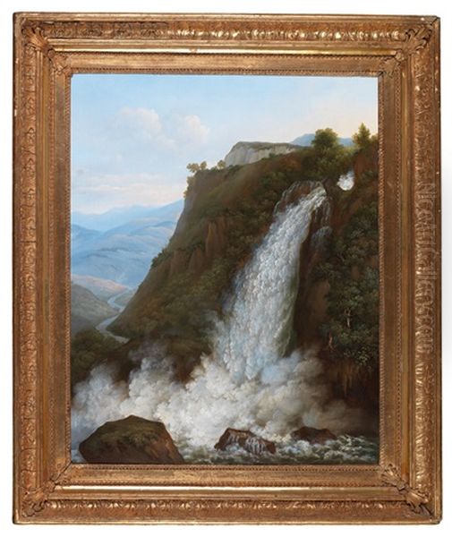 Landscape With The Cascata Delle Marmore Bei Terni, In The Nera Valley Oil Painting by Johan Christian Dahl