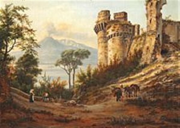 A Ruin In The Neighborhood Of Castel Mare Oil Painting by Johan Christian Dahl