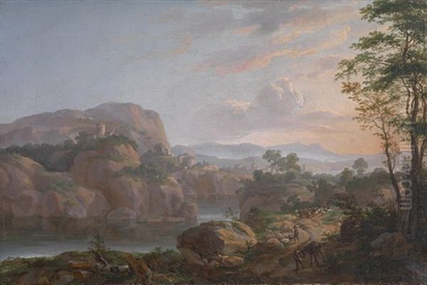 Sydlig Landskap Med Fjord Oil Painting by Johan Christian Dahl