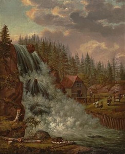 Norsk Landskap, Rogna Vannfall by Johan Christian Dahl