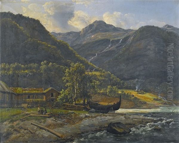 View At Skjolden In Lyster by Johan Christian Dahl