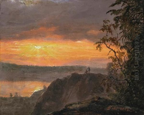 Landscape In Evening Light Oil Painting by Johan Christian Dahl