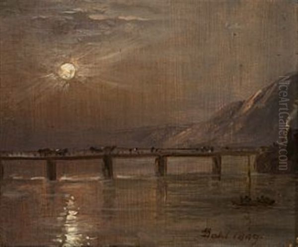 Nattstudie Oil Painting by Johan Christian Dahl