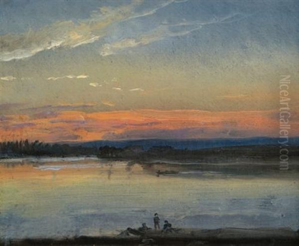 The Elbe In Evening Light Oil Painting by Johan Christian Dahl