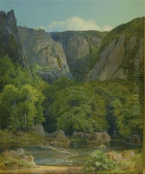 Ansicht In Der Sachsischen Schweiz Oil Painting by Johan Christian Dahl