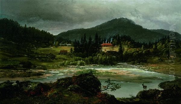 Ansicht Von Jernhammeren In Maridalen Oil Painting by Johan Christian Dahl