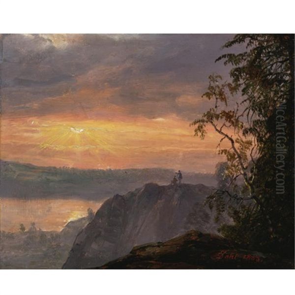 Landscape In Evening Light Oil Painting by Johan Christian Dahl