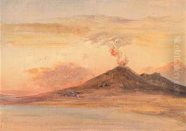 Napoli Gulfen Med Vesuvius Oil Painting by Johan Christian Dahl