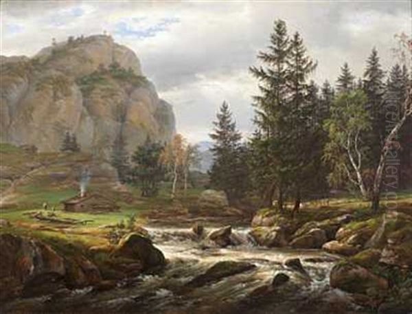 Nordisk Landskap Med Elv by Johan Christian Dahl