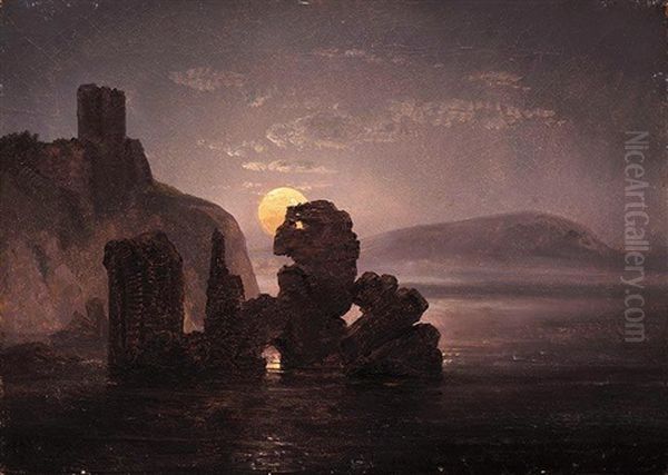 Ruiner Ved Baia (ruins Near Baia) Oil Painting by Johan Christian Dahl