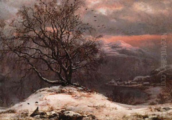 Slindebirken, Vinter Oil Painting by Johan Christian Dahl