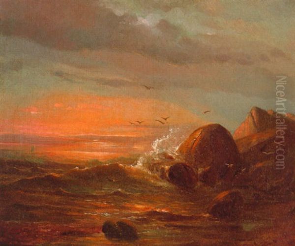 Felsenkuste Im Abendlicht Oil Painting by Johan Christian Dahl