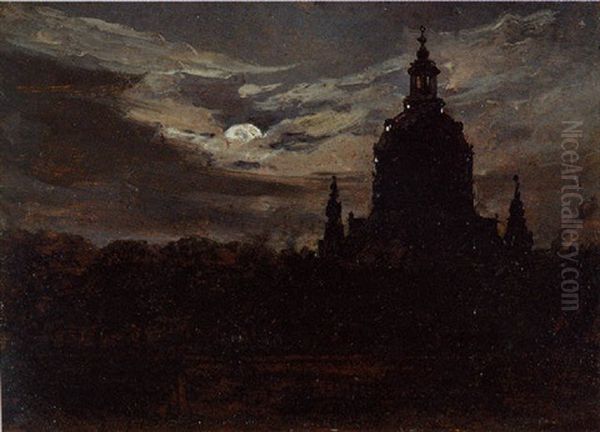 Var Frues Kirke, Dresden Oil Painting by Johan Christian Dahl