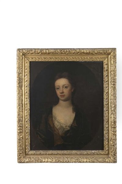 Portrait Of Frances Langham, As A Young Girl, Half-length Wearing A Low Brown Dress by Michael Dahl