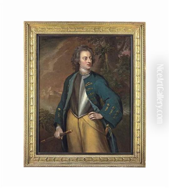 Portrait Of King Carl Xii Of Sweden (1682-1718) Oil Painting by Michael Dahl