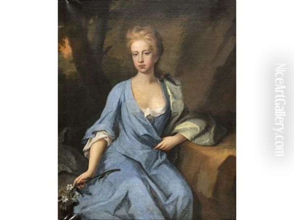 Portrait Of A Young Lady (lady Anne (c. 1696-1736), The Daughter Of Archibald Campbell, 1st Duke Of Argyll?) Oil Painting by Michael Dahl