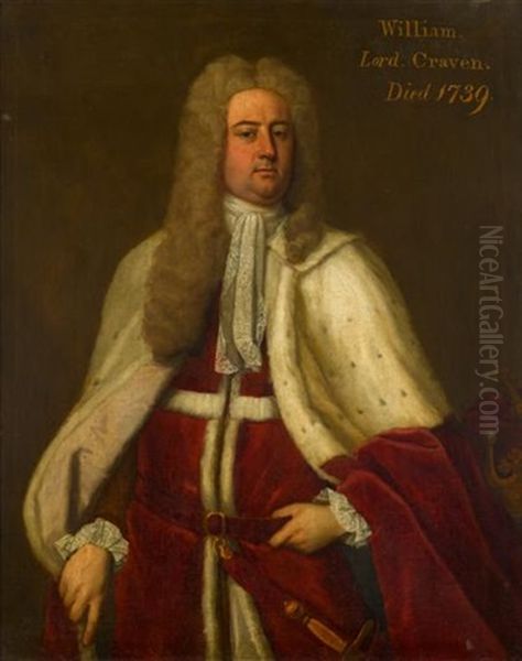 Three Quarters Length Portrait Of William Lord Craven In Ermine Robe Oil Painting by Michael Dahl