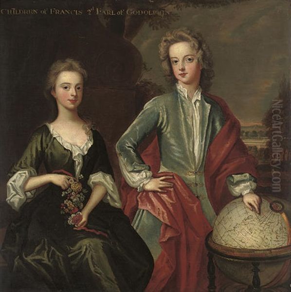 Double Portrait Of The Children Of Francis, 2nd Earl Of Godolphin Oil Painting by Michael Dahl