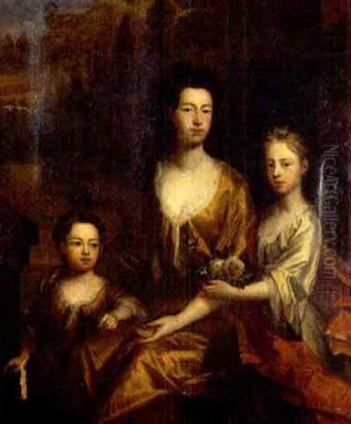 Portrait Of The Family Of Lord Granville (lady Granville And Her Daughters) Oil Painting by Michael Dahl