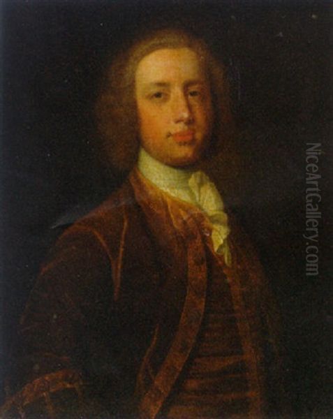 Portrait Of A Gentleman In A Brown Coat And Waistcoat And White Stock Oil Painting by Michael Dahl