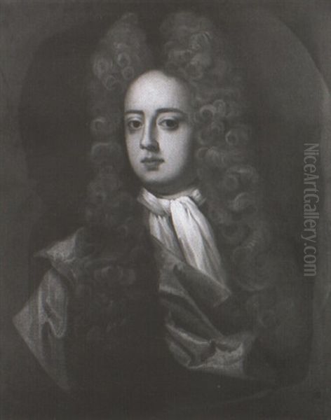 Portrait Of A Gentleman Wearing A Full-bottomed Wig Oil Painting by Michael Dahl