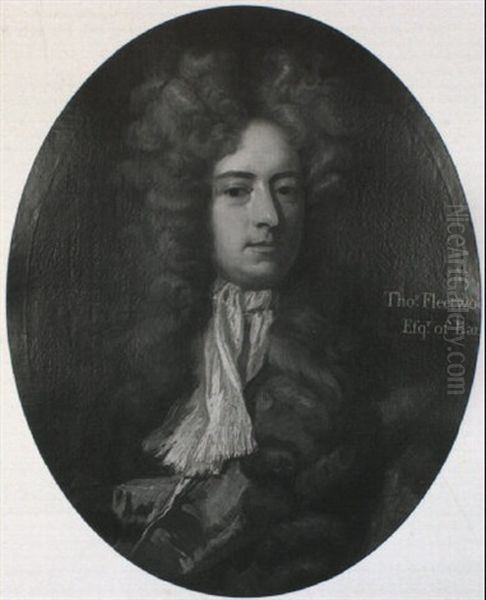 Portrait Of Thomas Fleetwood, Bust-length, Wearing An       Orange Cloak And A White Cravat Oil Painting by Michael Dahl