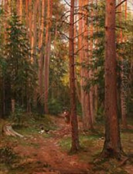 Forest Scene Oil Painting by Siegwald Johannes Dahl