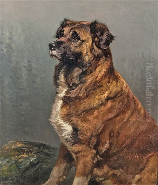 The Watchdog Oil Painting by Siegwald Johannes Dahl