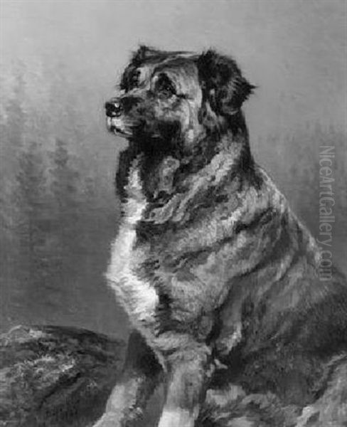 Hundeportrait Oil Painting by Siegwald Johannes Dahl