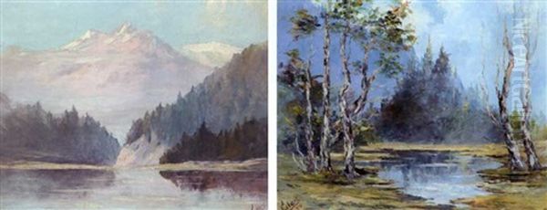 Short Bay (+ Mountain Pool; 2 Works) Oil Painting by Jules B. Dahlager