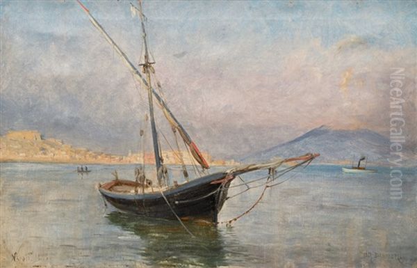 The Bay Of Naples Oil Painting by Vilhelm Dahlbom