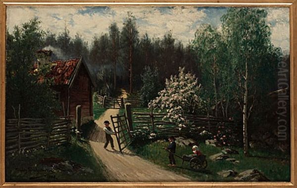 Lekande Barn Oil Painting by Vilhelm Dahlbom