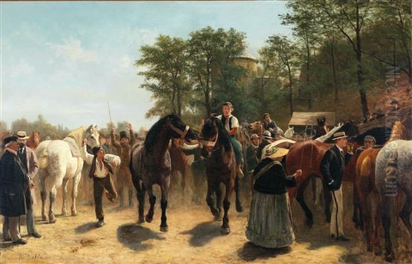 Horse Market Oil Painting by Reiner Dahlen