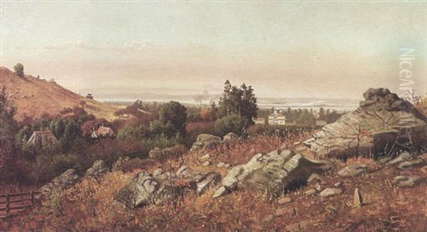 View Of A Distant Bay Oil Painting by Marius Dahlgren