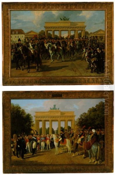 Der Einzug Napoleon Bonapartes, Kaiser Der Franzosen, Am 27. Oktober 1806 Durch Das Brandenburger Tor In Berlin Oil Painting by Heinrich Anton Dahling