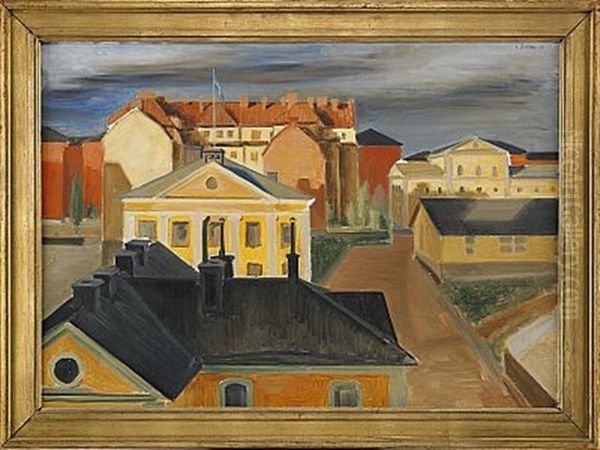 Utsikt Mot Fredrikshofs Slott, Stockholm Oil Painting by Ewald Dahlskog