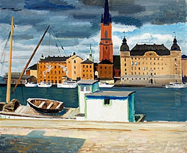 Riddarholmen Oil Painting by Ewald Dahlskog