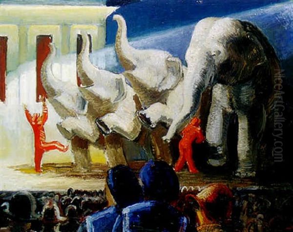 Pa Cirkus Oil Painting by Ewald Dahlskog