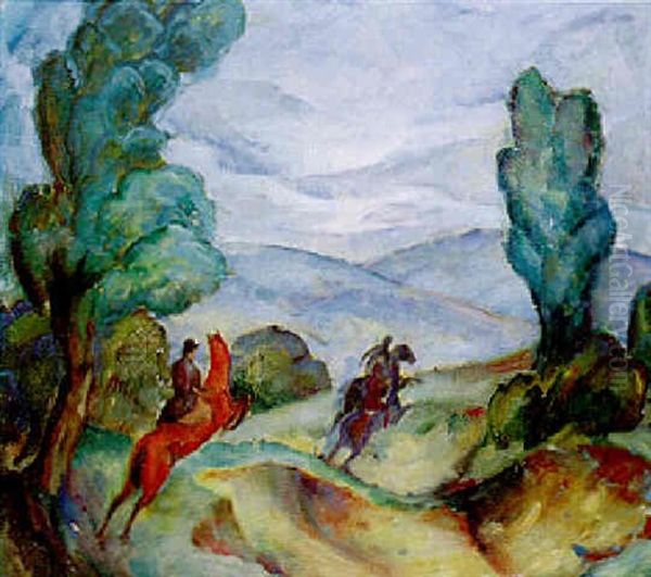 Morgonridt Oil Painting by Ewald Dahlskog