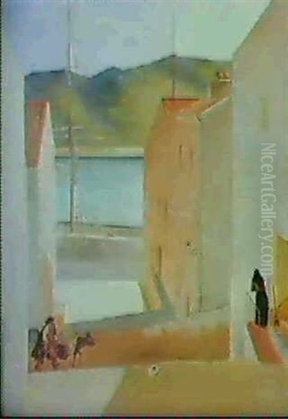 Hamnen I Porto Vendre Oil Painting by Ewald Dahlskog