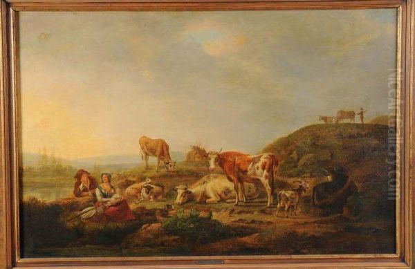  Le Repos Des Bergers Et De Leurstroupeaux Dans Un Paysage  Oil Painting by Hendrik van Anthonissen