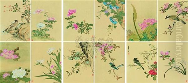 Flower And Bird (album W/12 Works) Oil Painting by  Dai Xiu