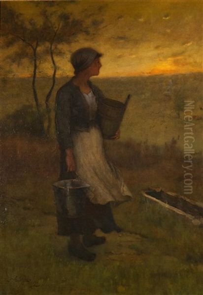 Milkmaid Oil Painting by Elliot Daingerfield